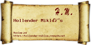 Hollender Miklós névjegykártya
